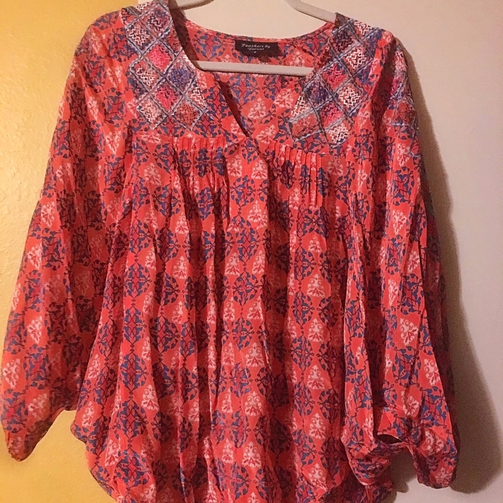 Sundance Catalog Feathers by Tolani embroidery top